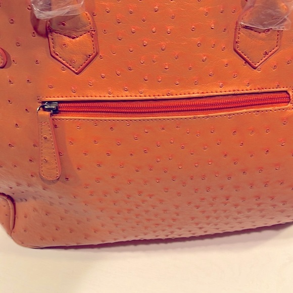 New Penelope Ann "Ladies Who Lunch" Orange Pebbled Roomy Bag Purse Crossbody - Picture 9 of 11
